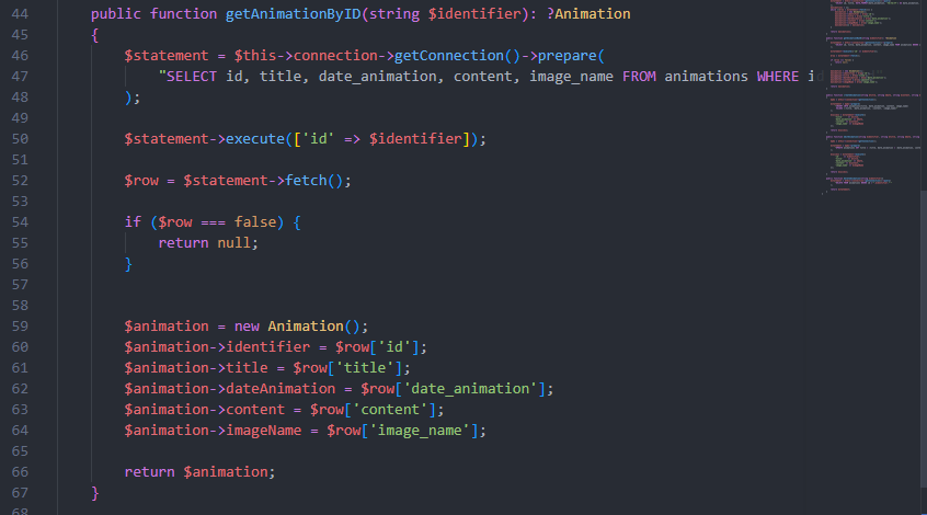 Illustration de programmation informatique : capture d'écran d'un code écrit en PHP.